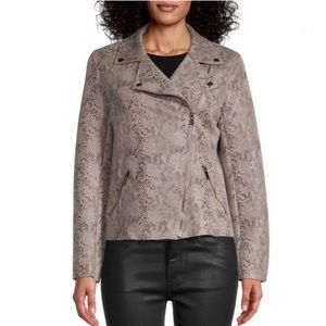 CATHERINE MALANDRINO Snake-Print Faux Suede Moto Jacket  Print M